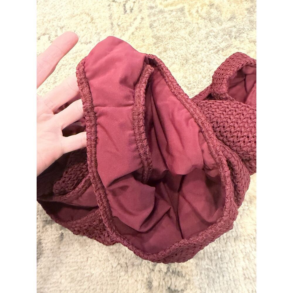 Montce Maroon Crochet Kim One-Piece Belted Swimsuit XL NEW - Picture 10 of 10